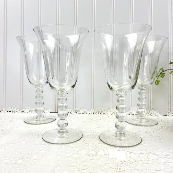 Imperial Glass Other - Vintage Imperial Glass Candlewick 4 Water Goblets Clear 4 Ball Stemmed